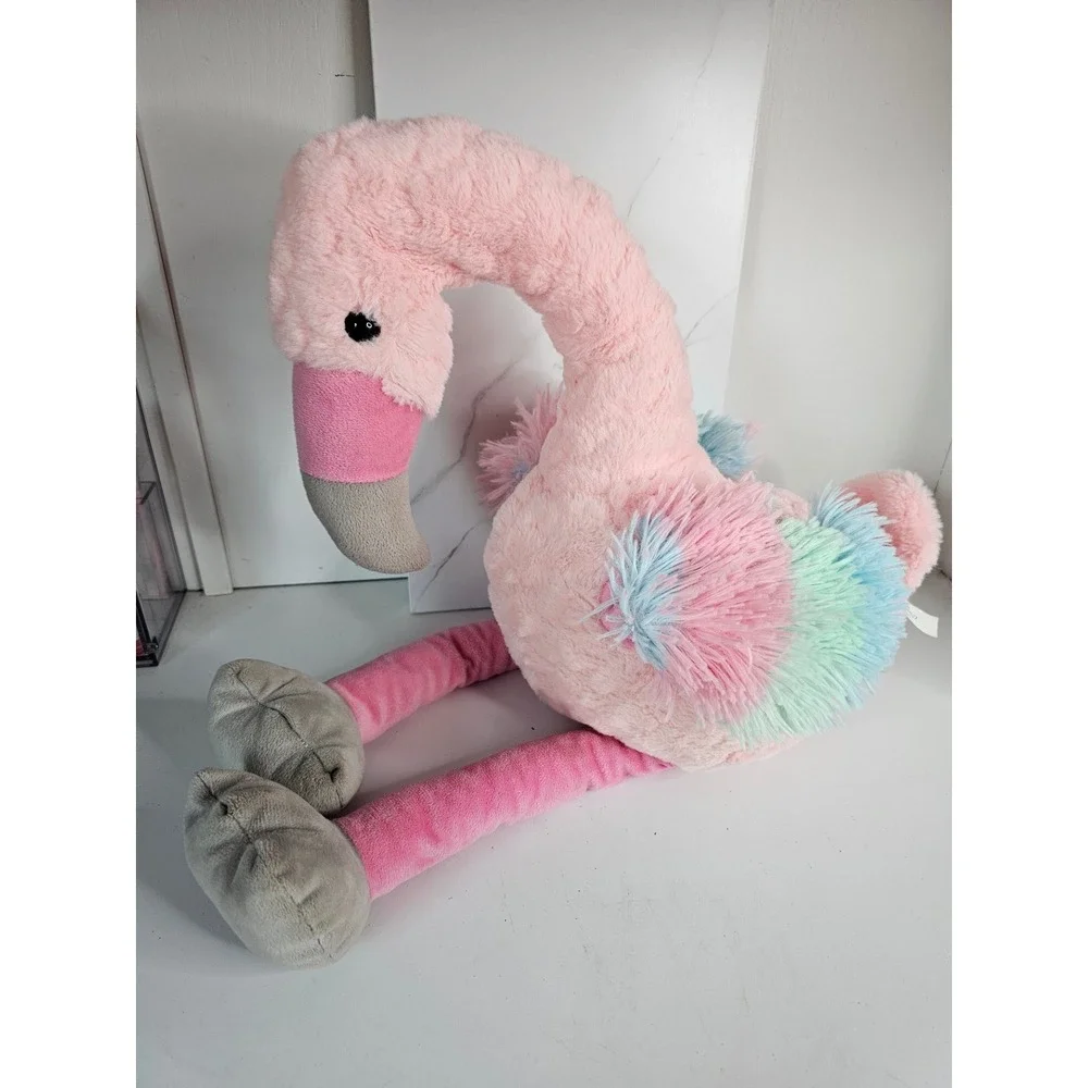 Hug Fun International Pink Flamingo Plush Rainbow Shaggy Wings 2018 Toy 24 inch